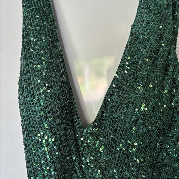 La Femme Emerald Green Sequined Gown - MAKE AN OFFER - Picture 2 of 11